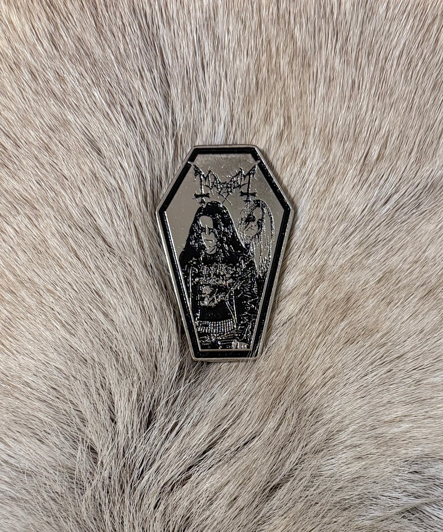 Mayhem - Euronimus Dead in Coffin Metal Pin