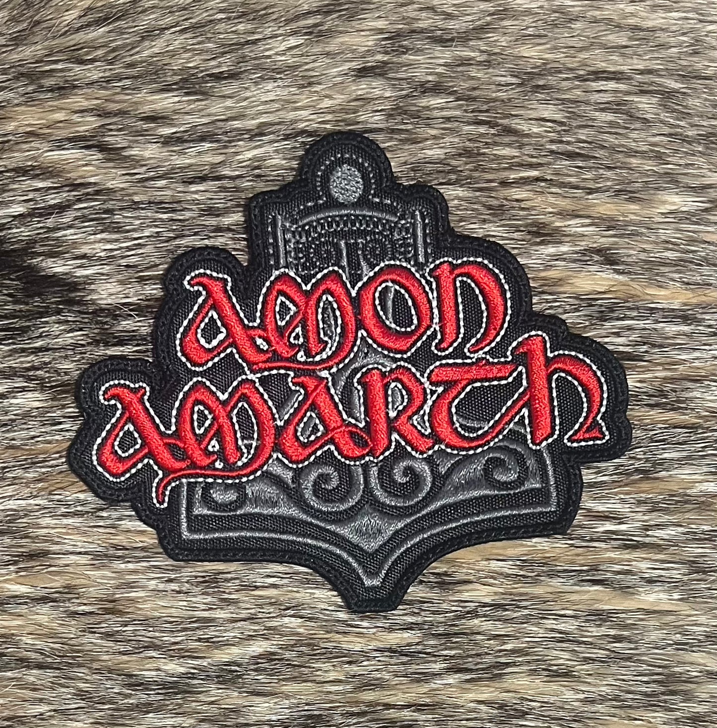 Amon Amarth - Cut Out Logo With Thors Hammer Patch