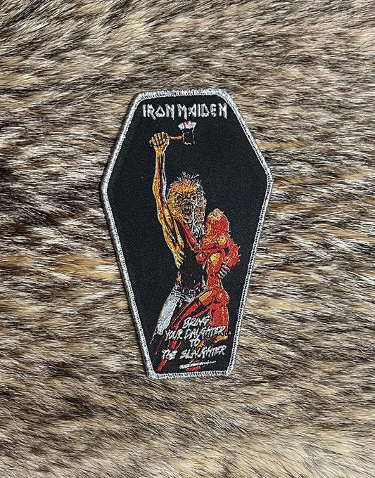 Iron Maiden - Bring Me Your Daughter Silver Border Coffin Patch