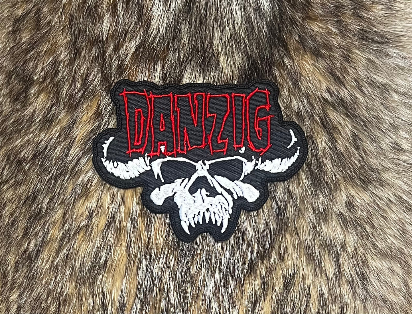 Danzig - Red Logo & White Skull Shaped Patch