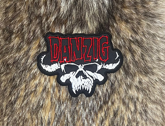 Danzig - Red Logo & White Skull Shaped Patch