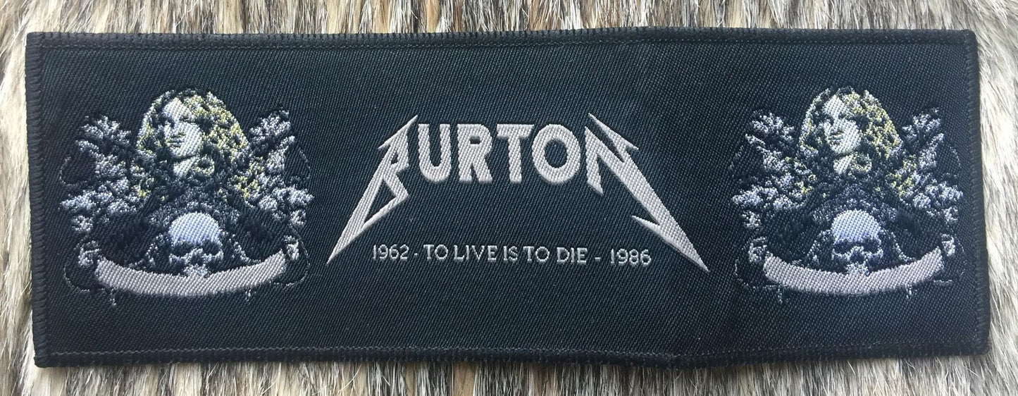Metallica - Cliff Burton To Live is to Die Black Border Strip Patch