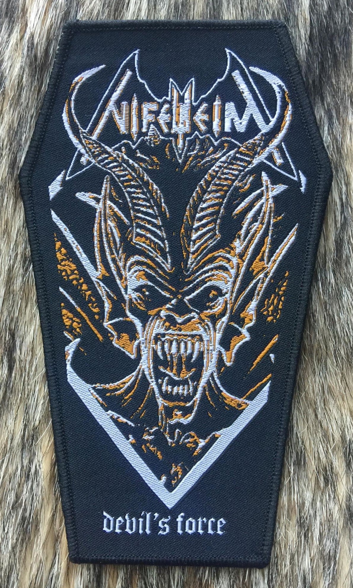 Nifelheim - Devil's Force Black Border Coffin Shaped Patch