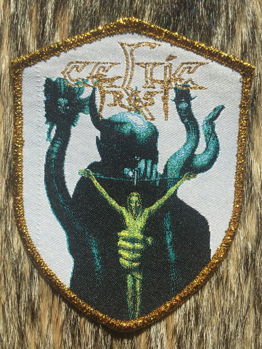 Celtic Frost - To Mega Therion Shield Gold Border Patch