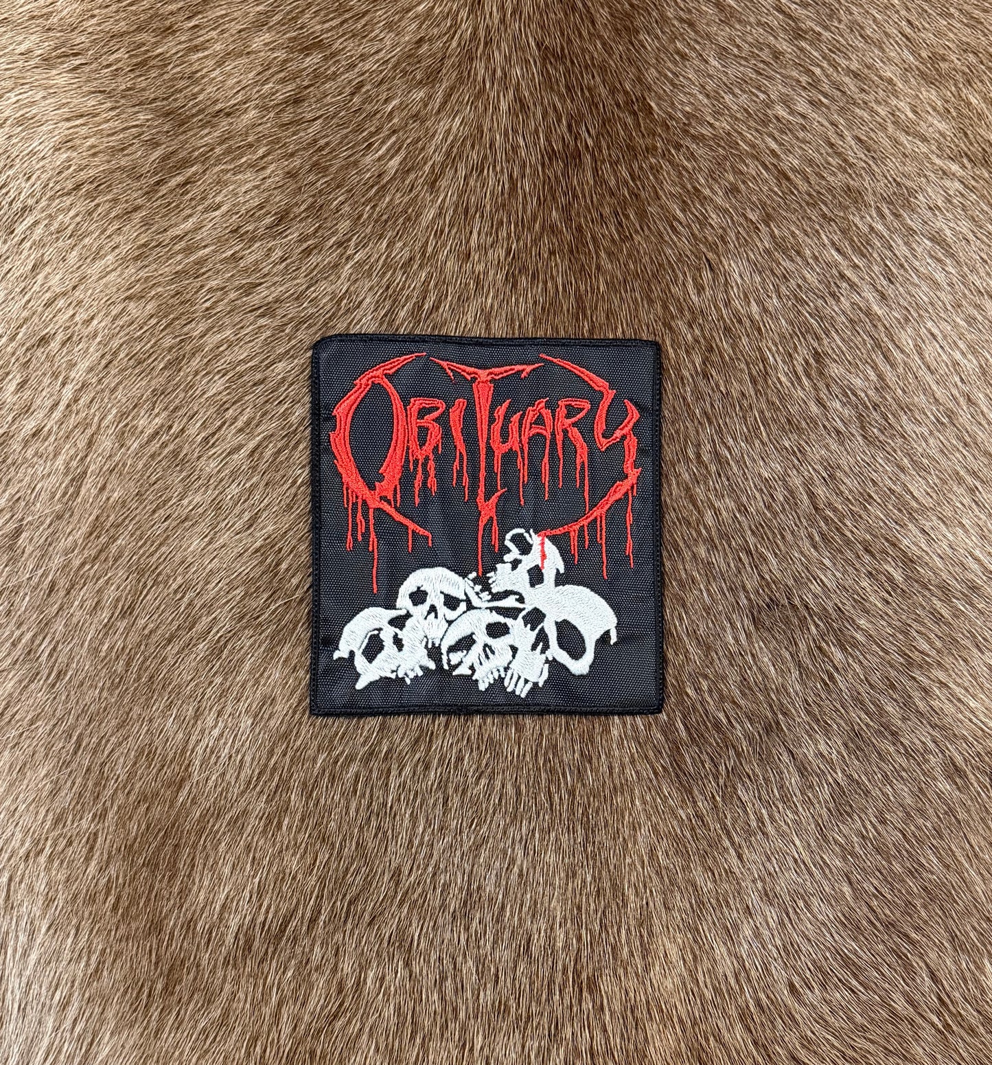 Obituary - Logo With Skulls Patch