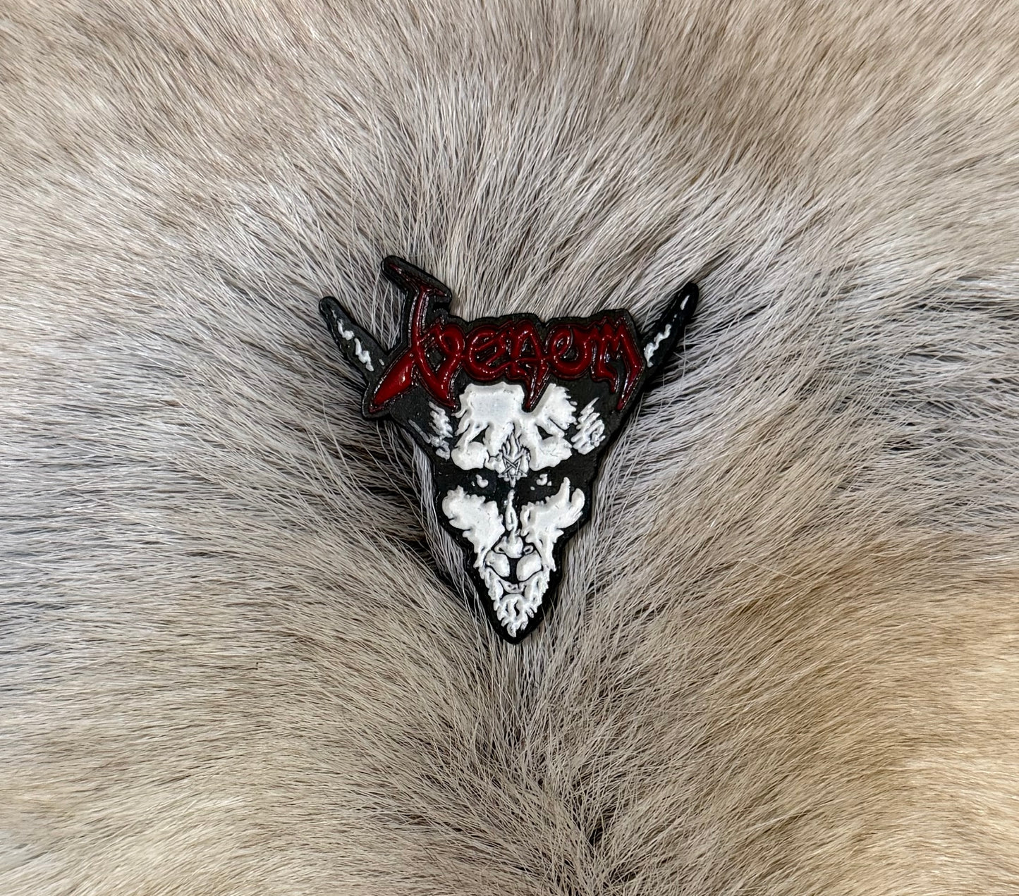 Venom - Black Metal Red & White Metal Pin