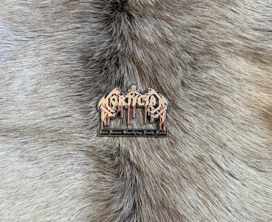 Mortician - Pure Horror Glorifying Death Metal Metal Pin