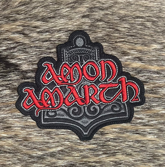 Amon Amarth - Cut Out Logo With Thors Hammer Patch