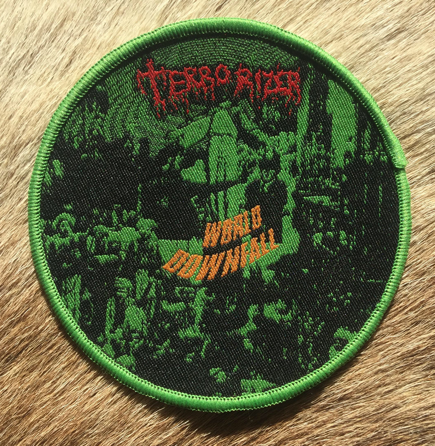 Terrorizer - World Downfall Green Border Circular Patch