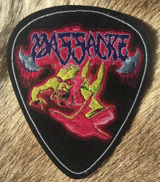 Massacre - From Beyond Plectrum Shaped Iron On Patch