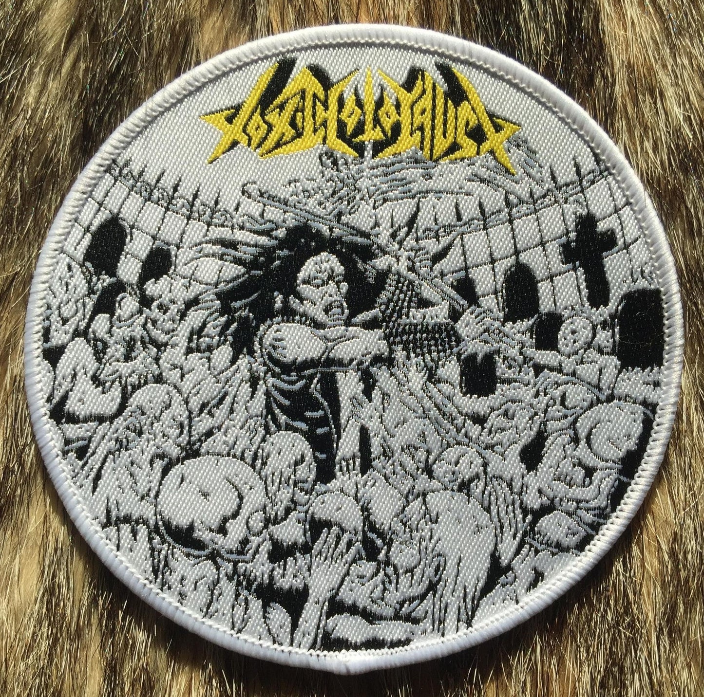 Toxic Holocaust - Evil Never Dies White Border Circular Patch