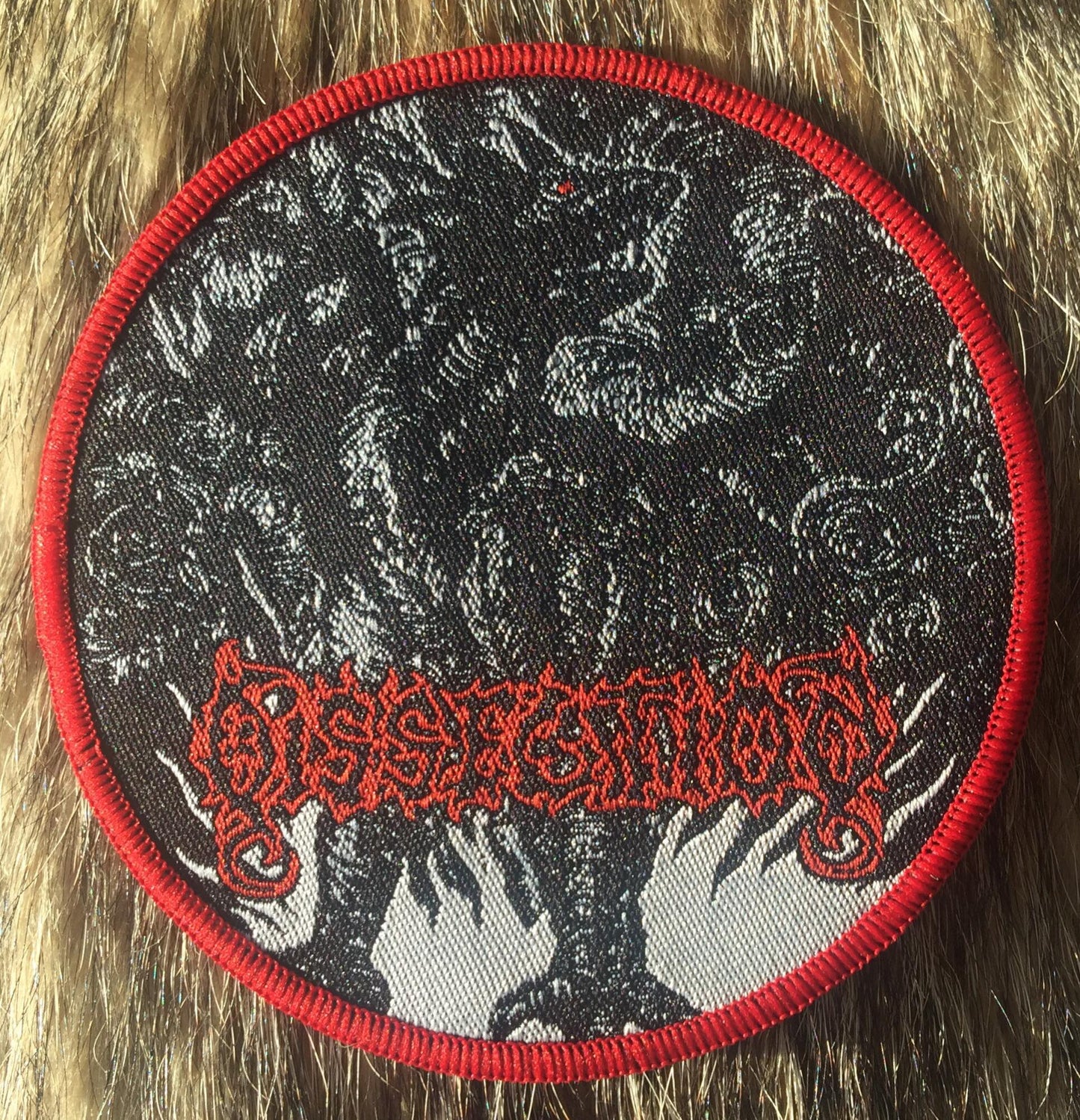 Dissection - Black Dragon Red Border Circular Patch