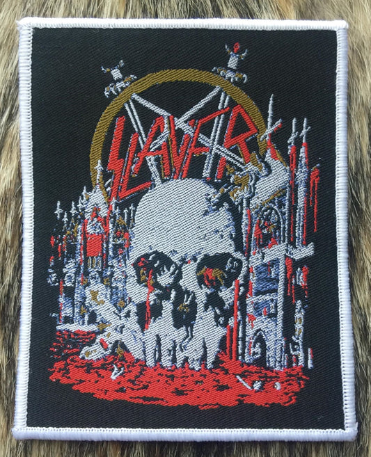 Slayer - South of Heaven Pentagram Design White Border Patch