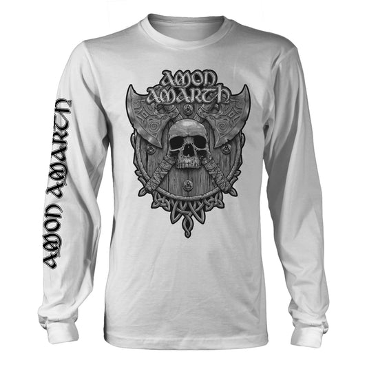 Amon Amarth - Grey Skull White Long Sleeve Shirt