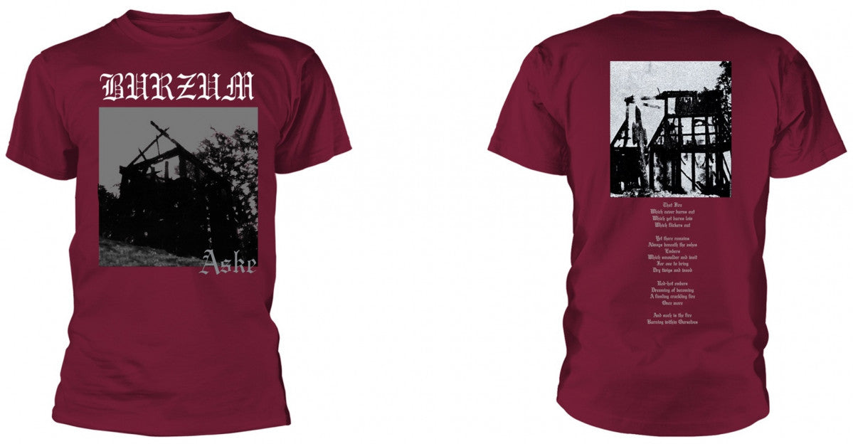 Burzum - Aske Maroon Short Sleeved T-shirt